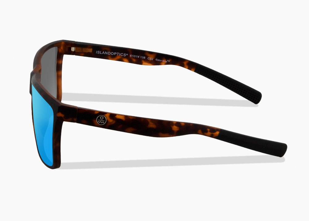 matte tortoise|blue flash mirror