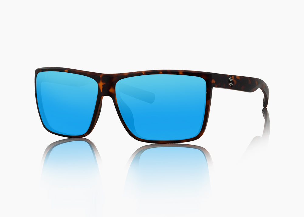 matte tortoise|blue flash mirror