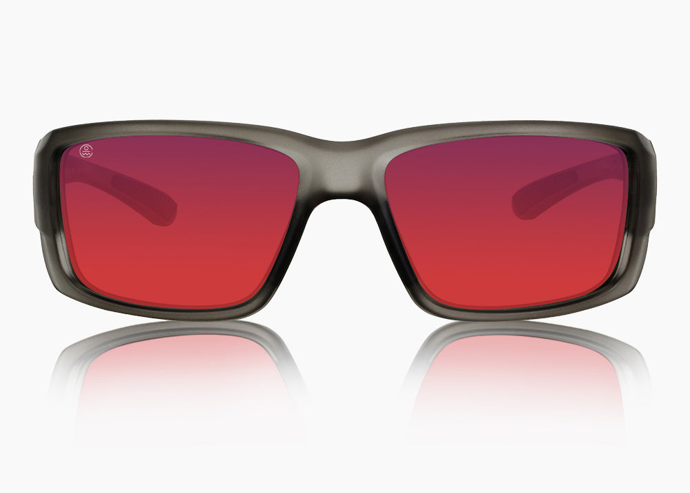 matte translucent gray|red sunset mirror