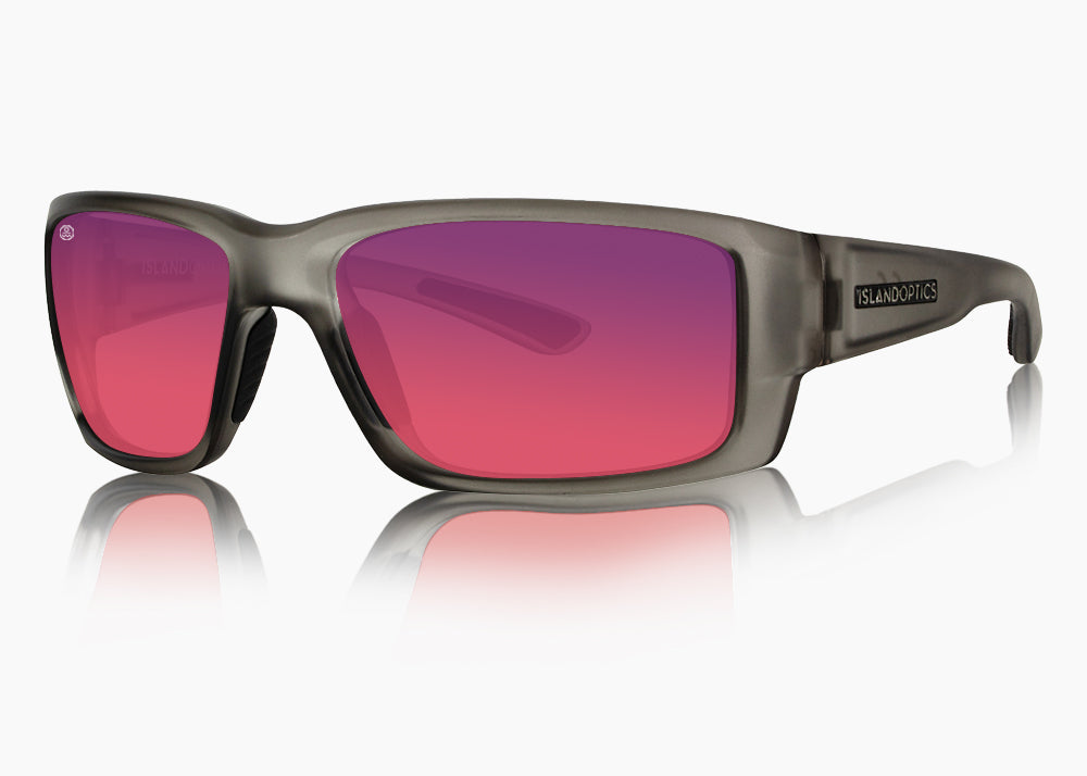 matte translucent gray|red sunset mirror