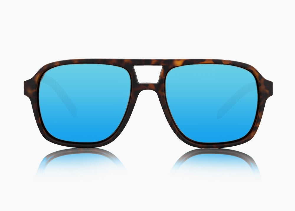 matte tortoise|blue flash mirror