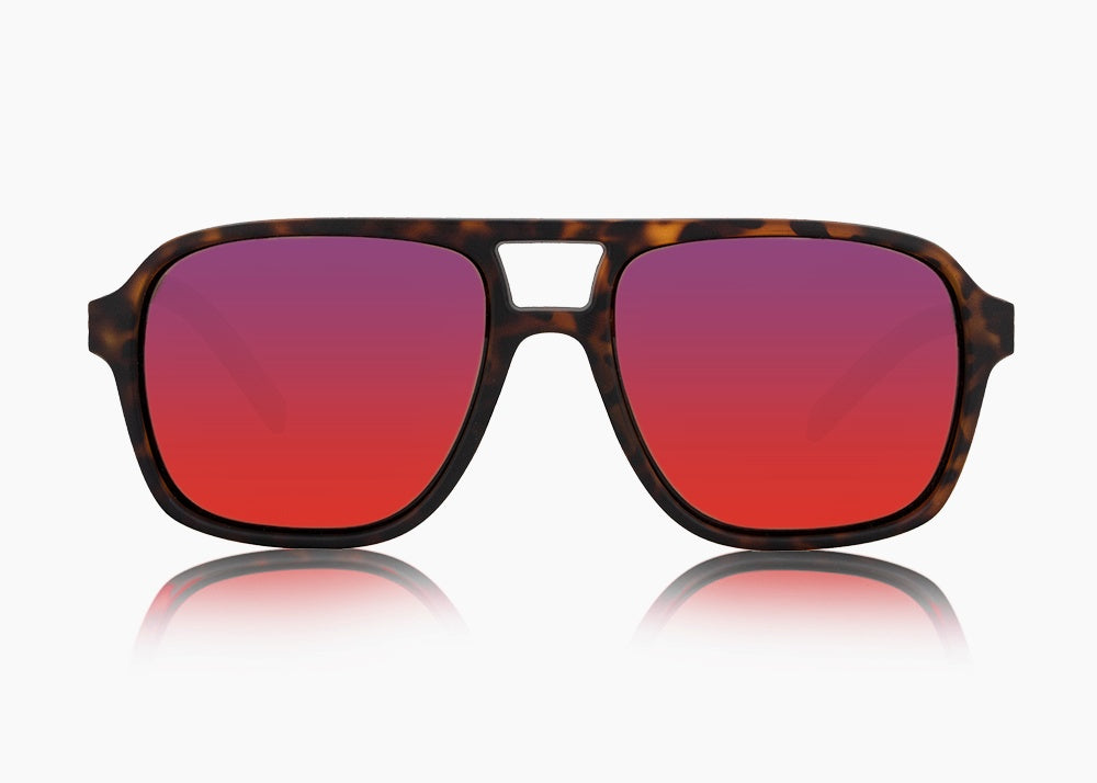 matte tortoise|red sunset mirror
