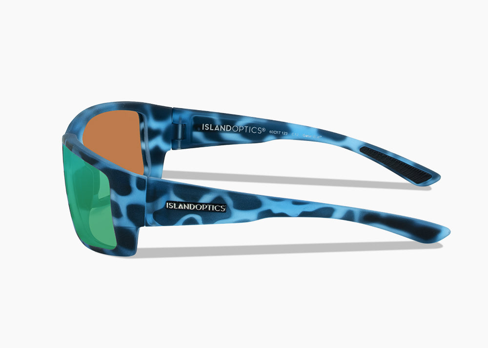 frame|matte blue aqua tortoise|lens|green flash mirror