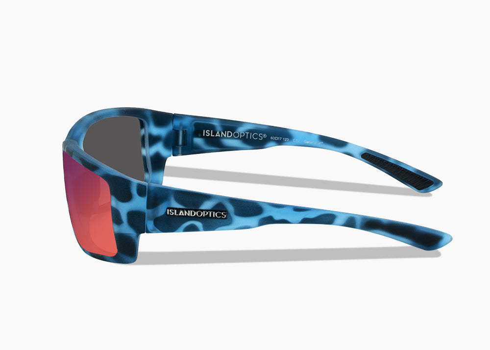 frame|matte blue aqua tortoise|lens|red sunset mirror