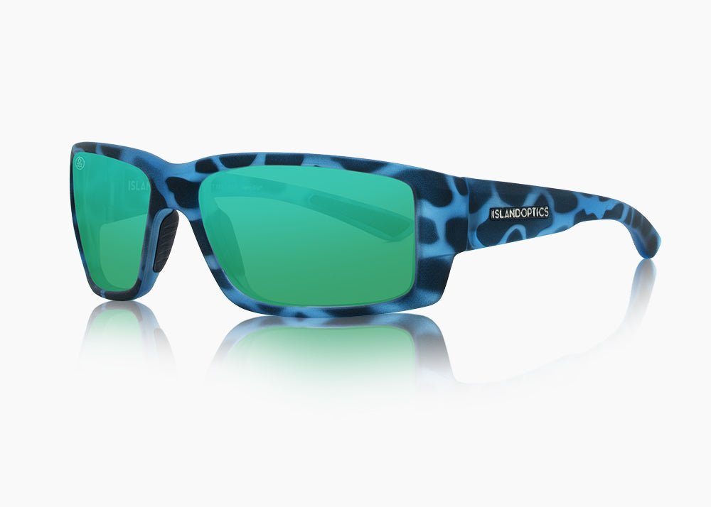 frame|matte blue aqua tortoise|lens|green flash mirror