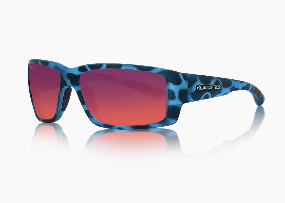 frame|matte blue aqua tortoise|lens|red sunset mirror