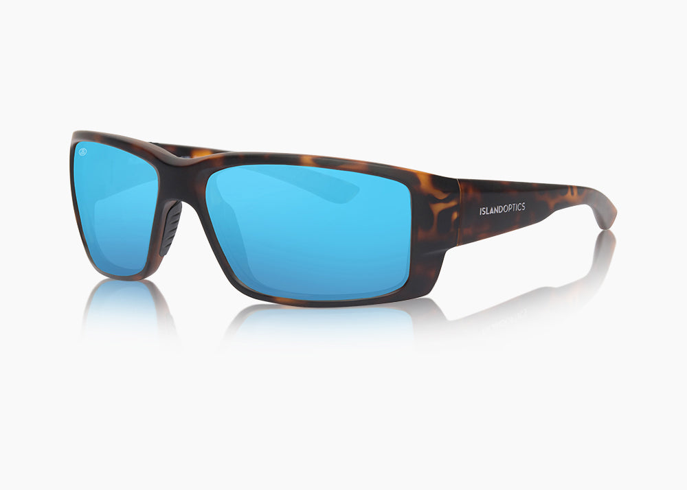 matte tortoise|blue flash mirror