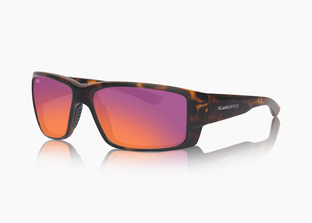frame|matte tortoise|lens|red sunset mirror