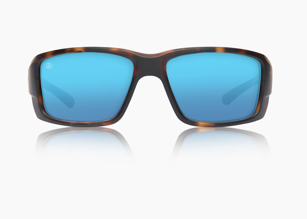 matte tortoise|blue flash mirror