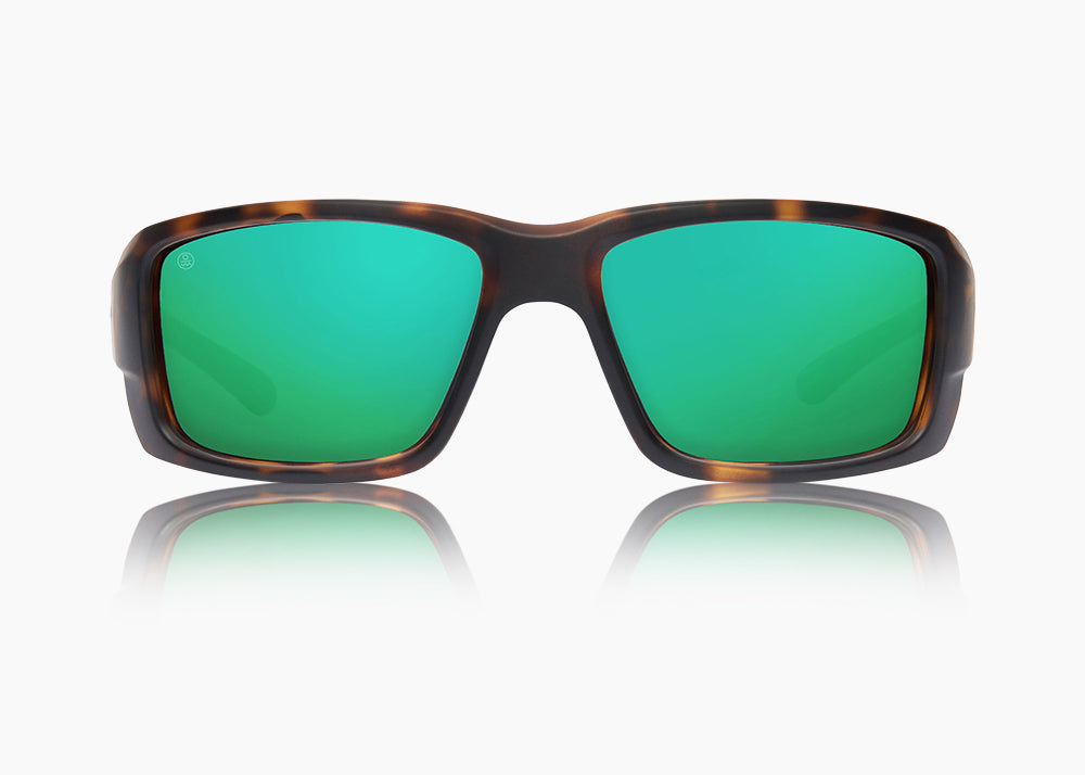 frame|matte tortoise|lens|green flash mirror