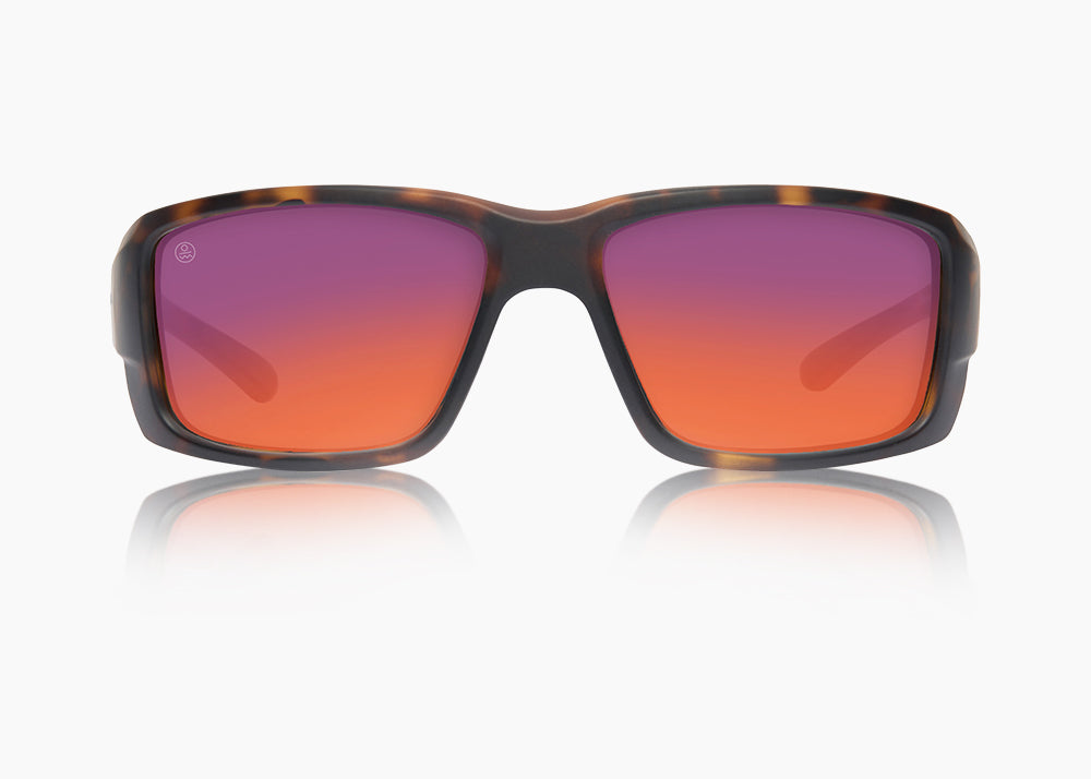 frame|matte tortoise|lens|red sunset mirror