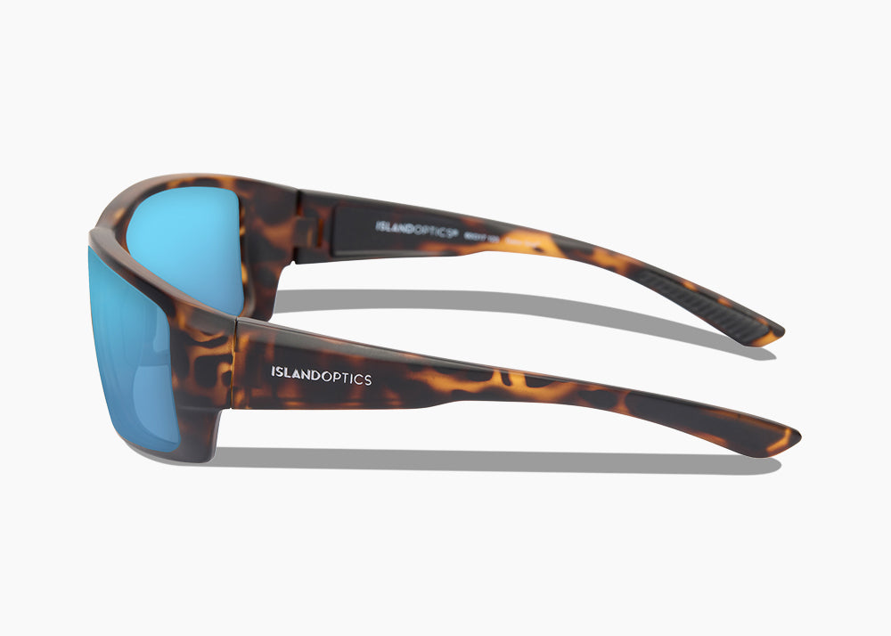 matte tortoise|blue flash mirror