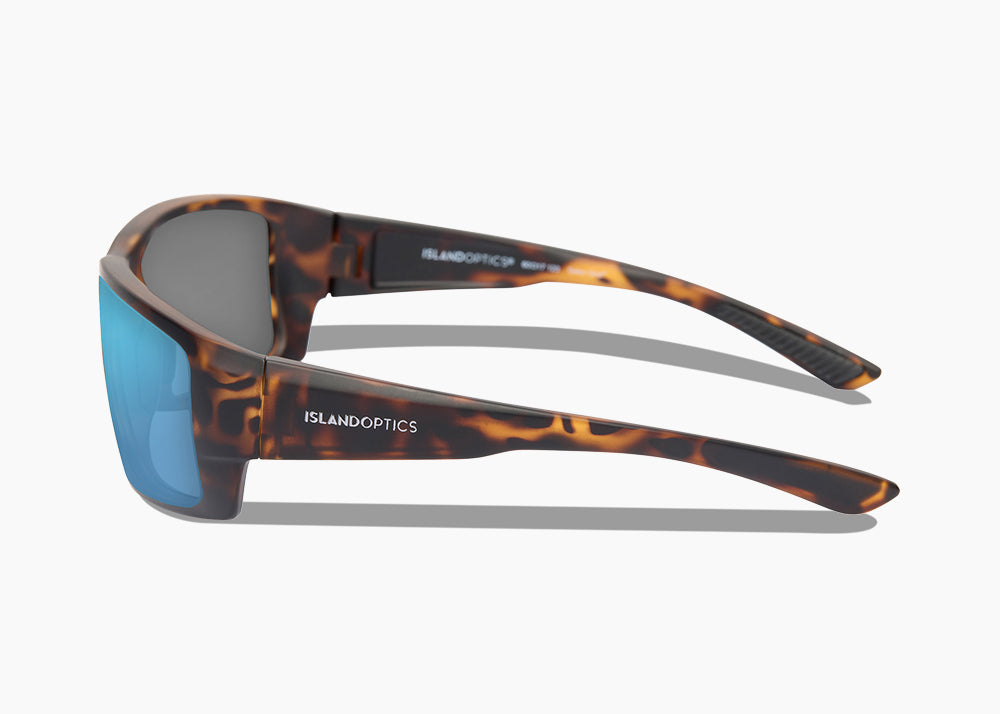 matte tortoise|blue flash mirror