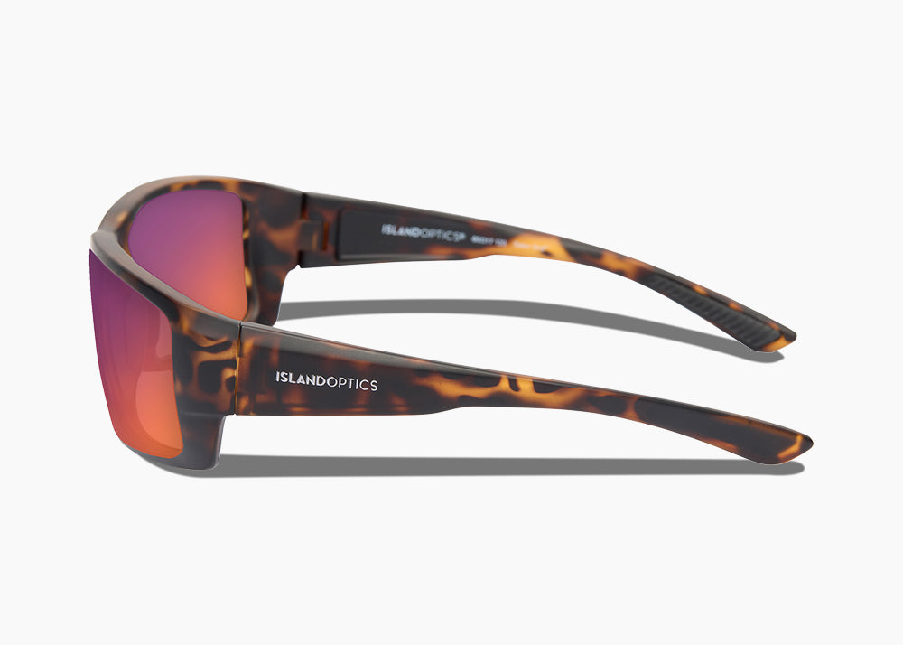 frame|matte tortoise|lens|red sunset mirror