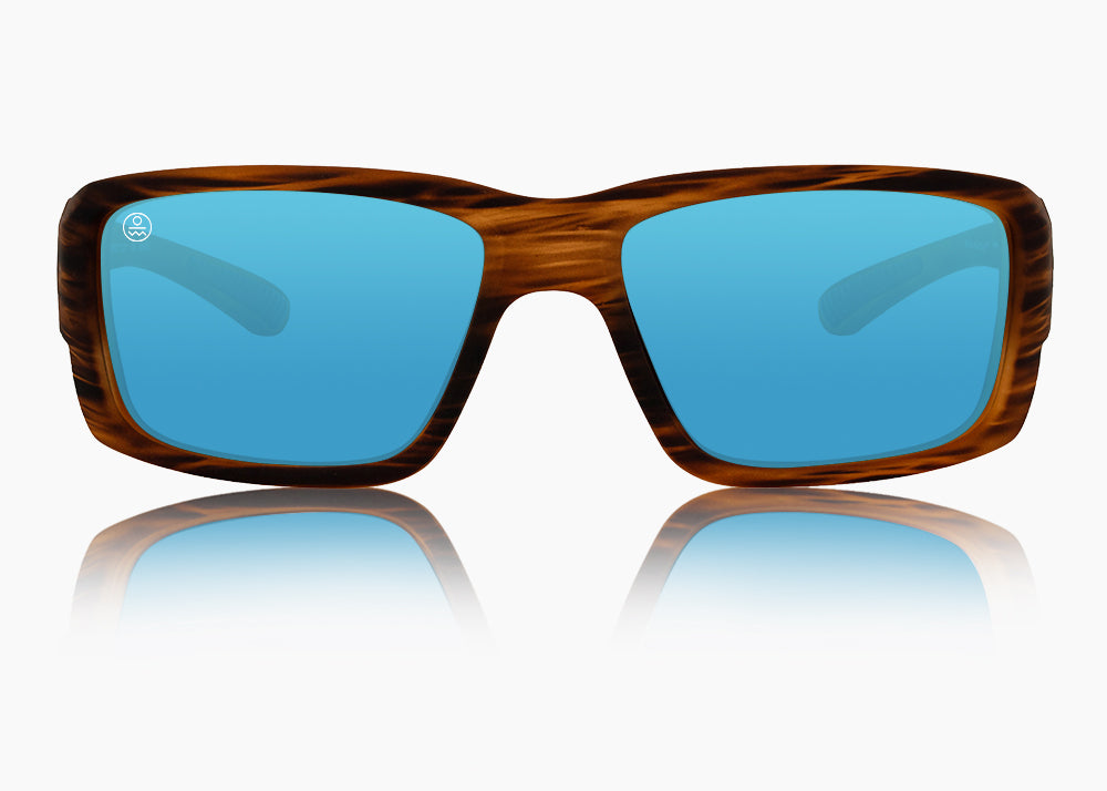 wood grain|blue flash mirror