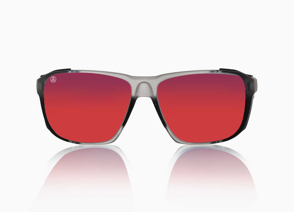 matte translucent gray|red sunset mirror