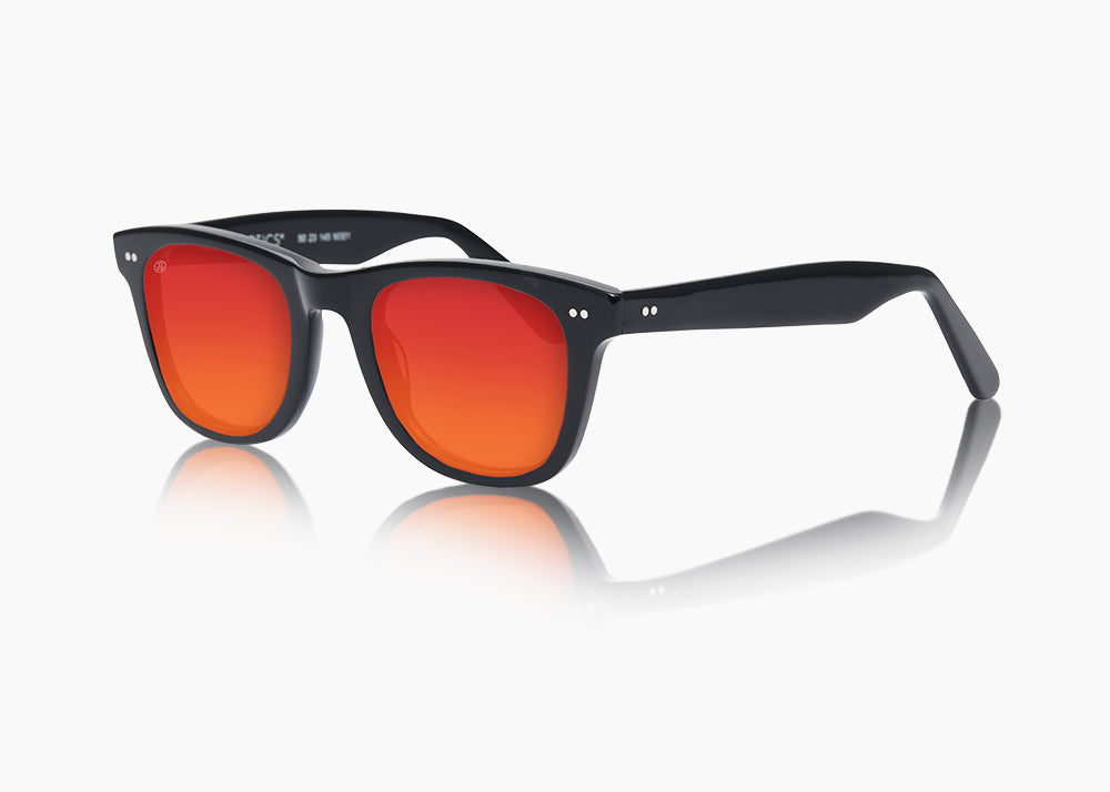 Gloss black|red sunset mirror