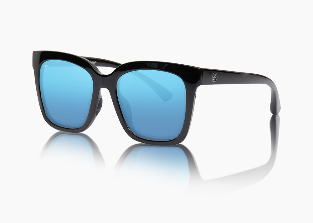 frame|gloss black|lens|blue flash mirror