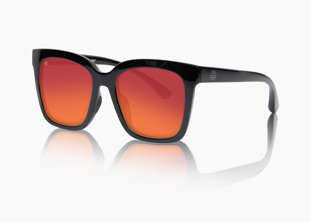 frame|gloss black|lens|red sunset mirror
