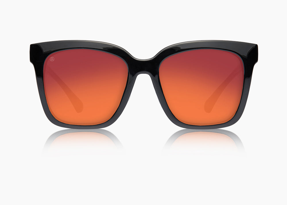 frame|gloss black|lens|red sunset mirror