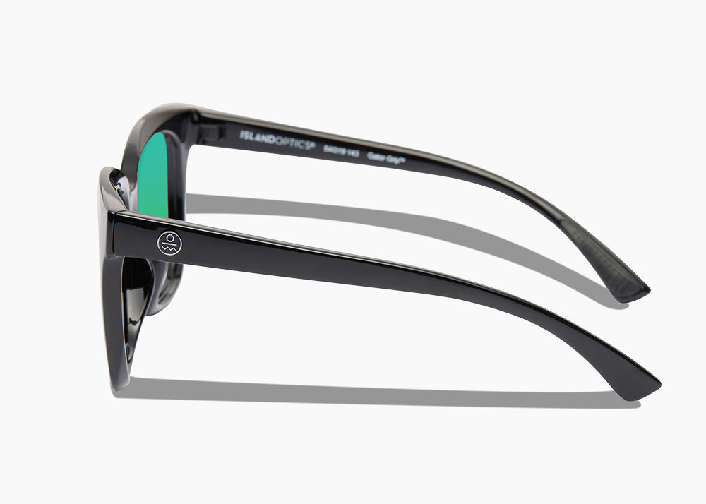 frame|gloss black|lens|green flash mirror