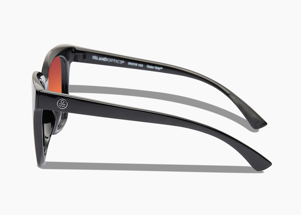 frame|gloss black|lens|red sunset mirror