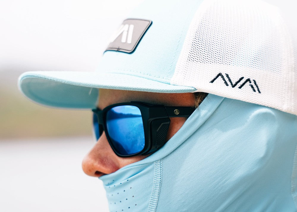 matte tortoise|blue flash mirror