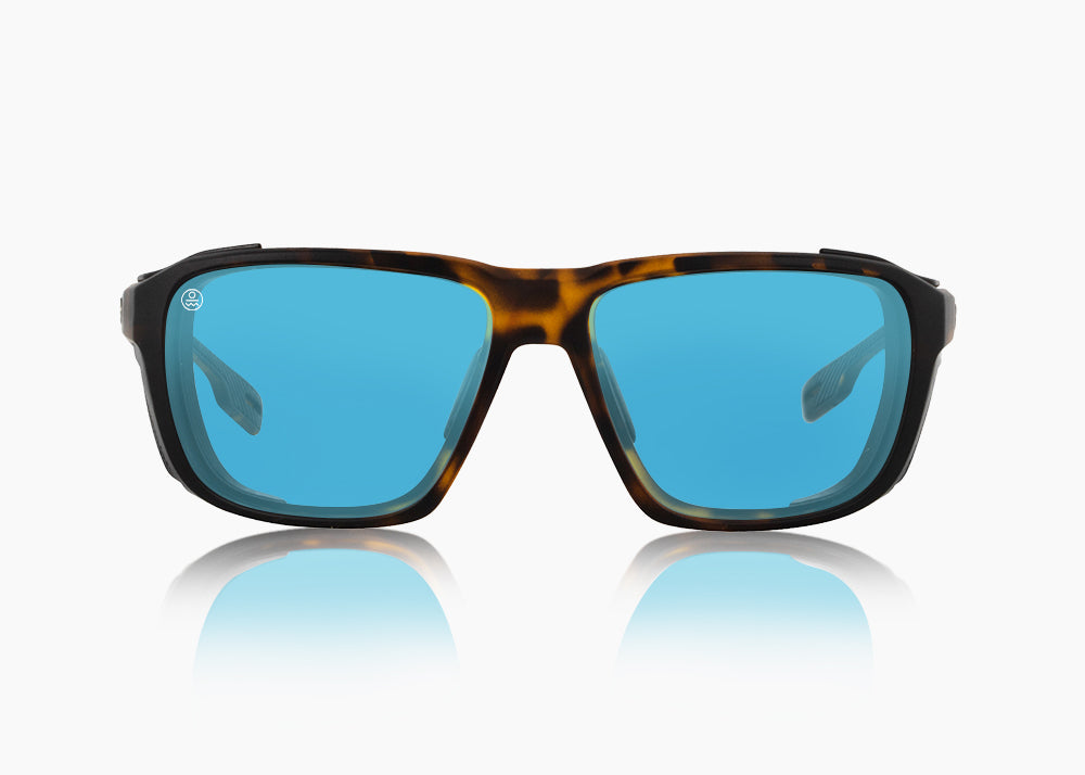 matte tortoise|blue flash mirror