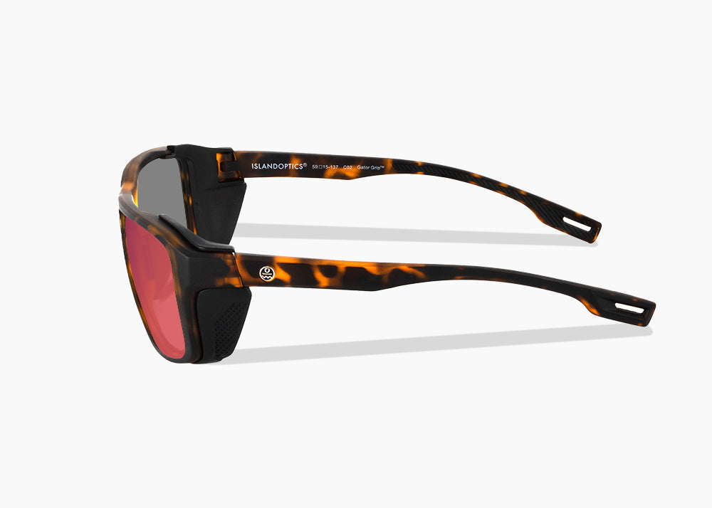 matte tortoise|red sunset mirror