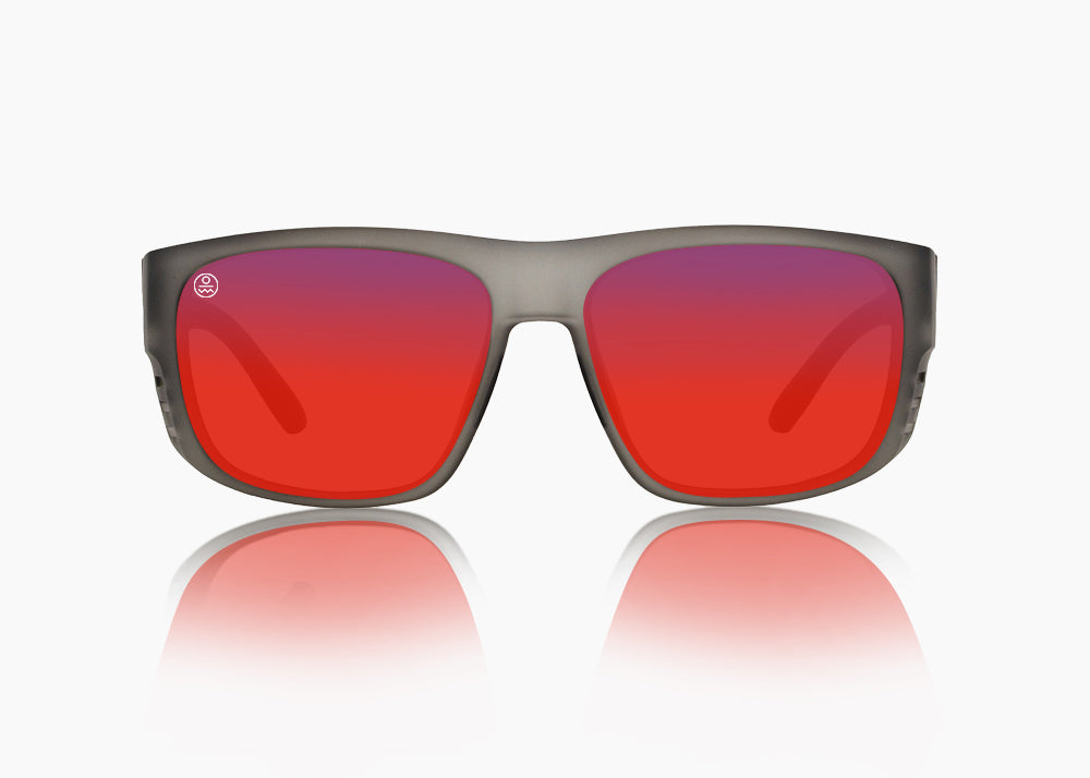 matte translucent gray|red sunset mirror