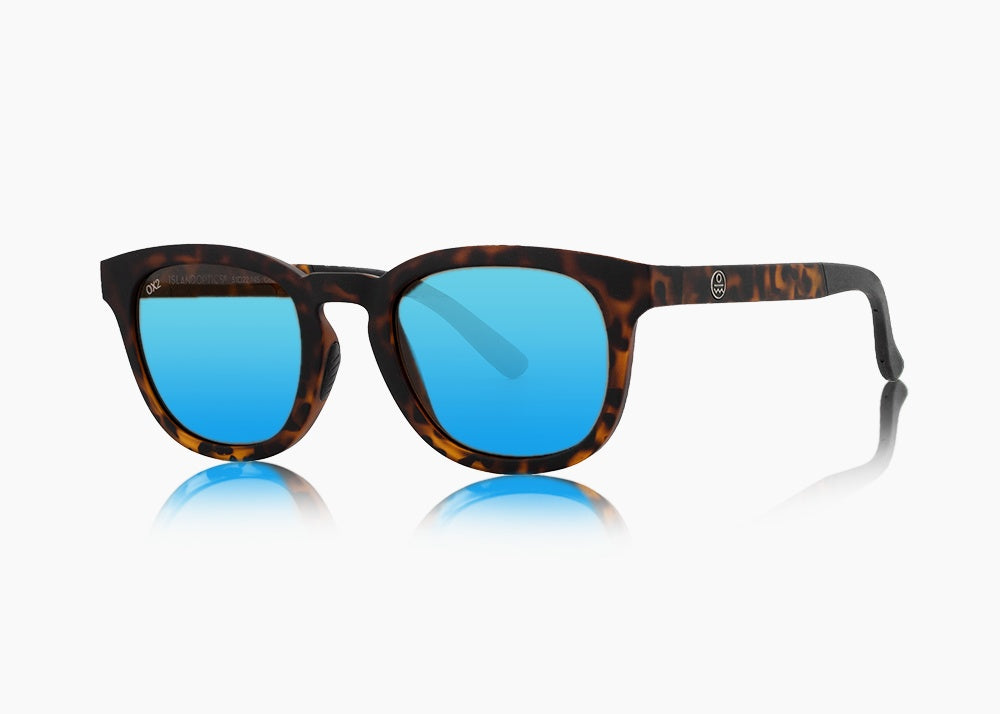 matte tortoise|blue flash mirror