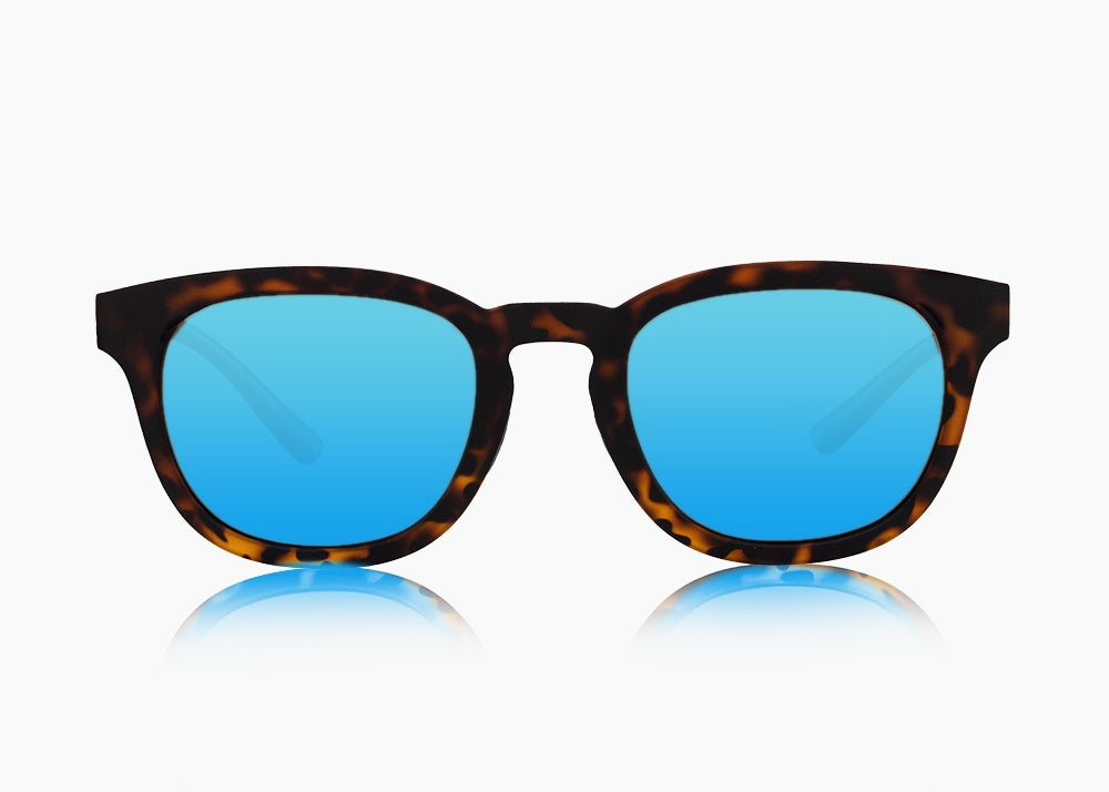 matte tortoise|blue flash mirror
