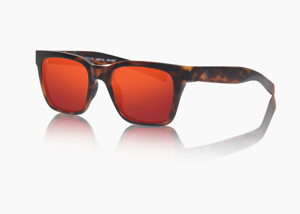 matte tortoise|red sunset mirror