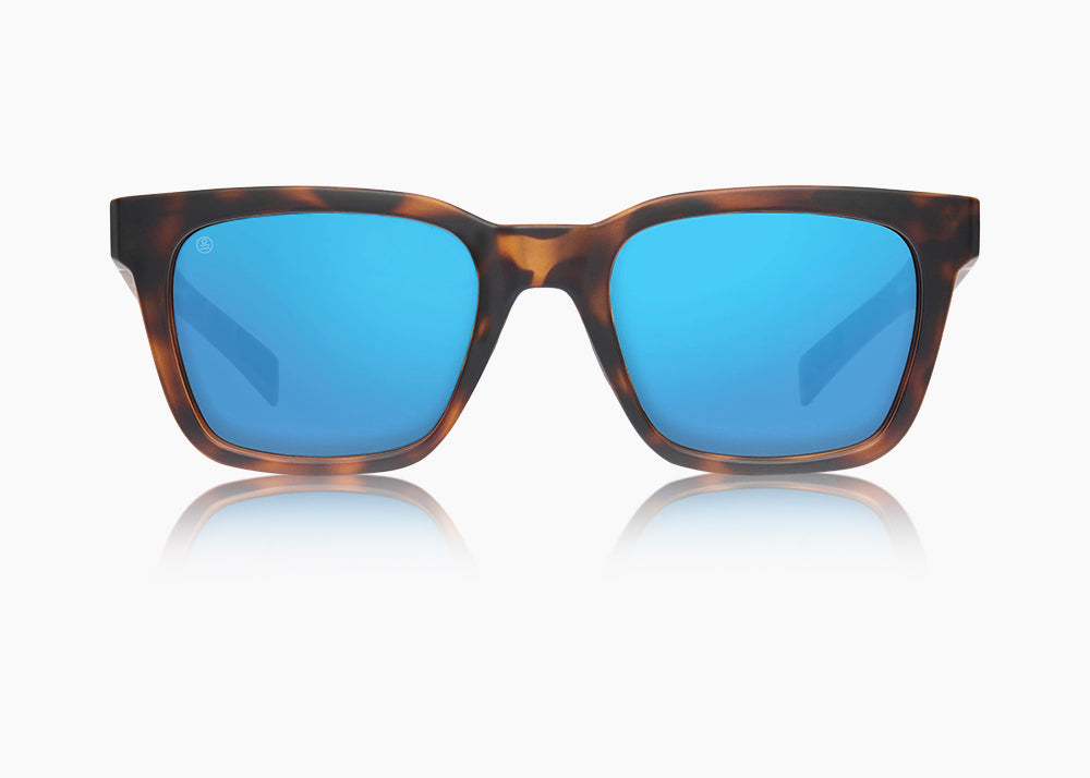 matte tortoise|blue flash mirror