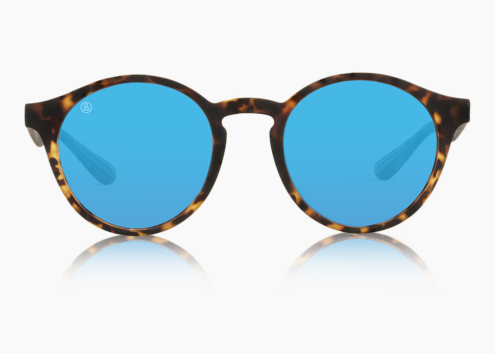 matte tortoise|blue flash mirror