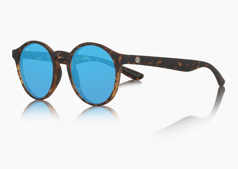 matte tortoise|blue flash mirror