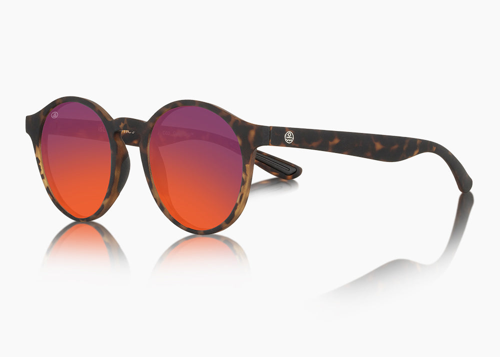 frame|matte tortoise|lens|red sunset mirror