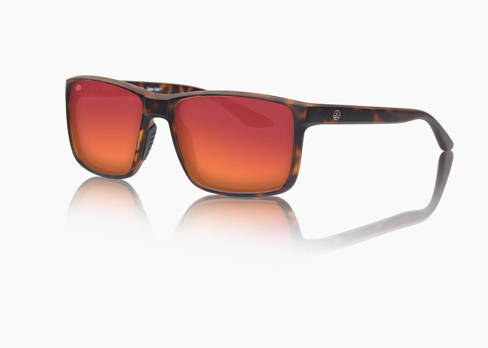 frame|matte tortoise|lens|red sunset mirror