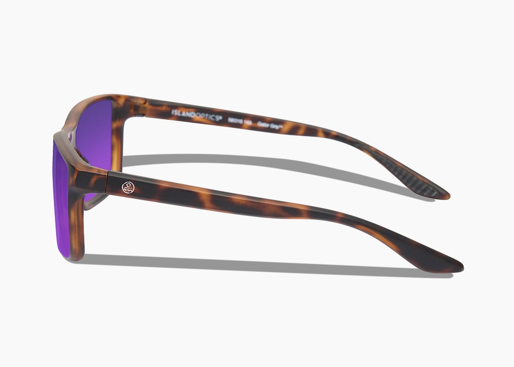 frame|matte tortoise|lens|purple nova mirror