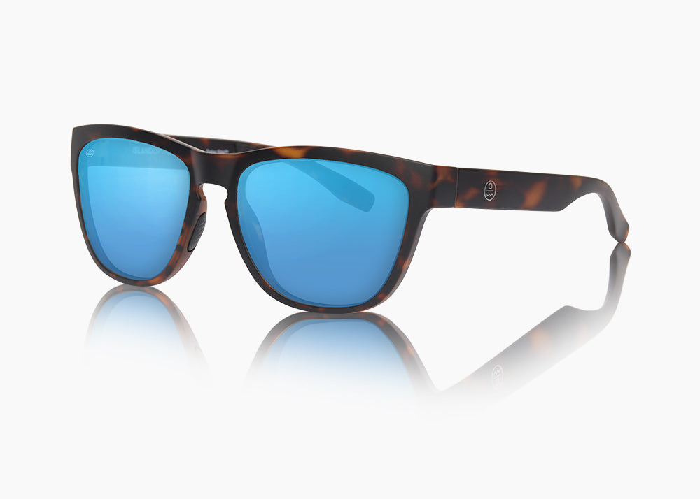 matte tortoise|blue flash mirror