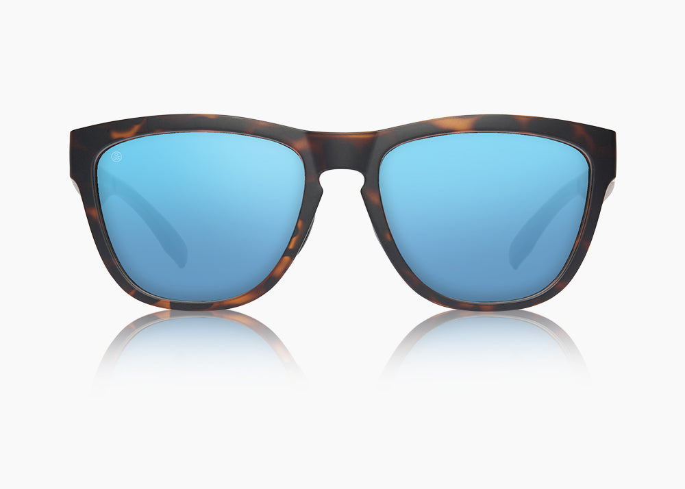 matte tortoise|blue flash mirror