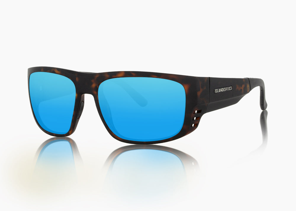 matte tortoise|blue flash mirror