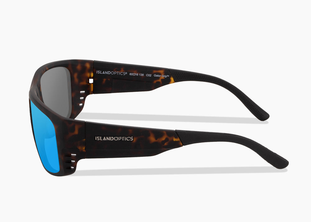 matte tortoise|blue flash mirror
