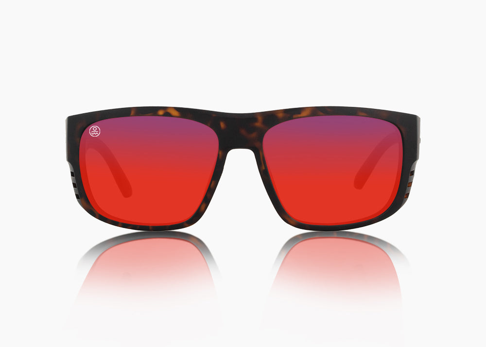 matte tortoise|red sunset mirror