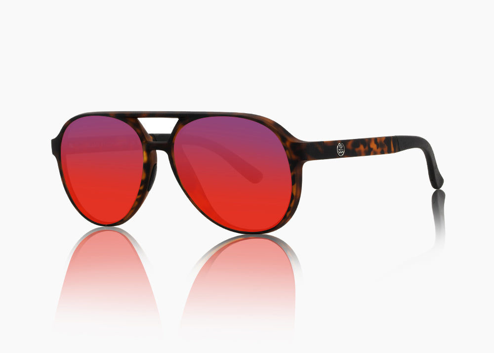 matte tortoise|red sunset mirror