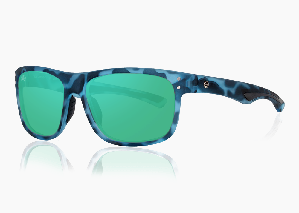 matte blue aqua tortoise|green flash mirror