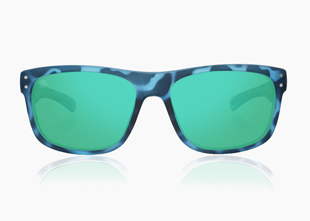 matte blue aqua tortoise|green flash mirror