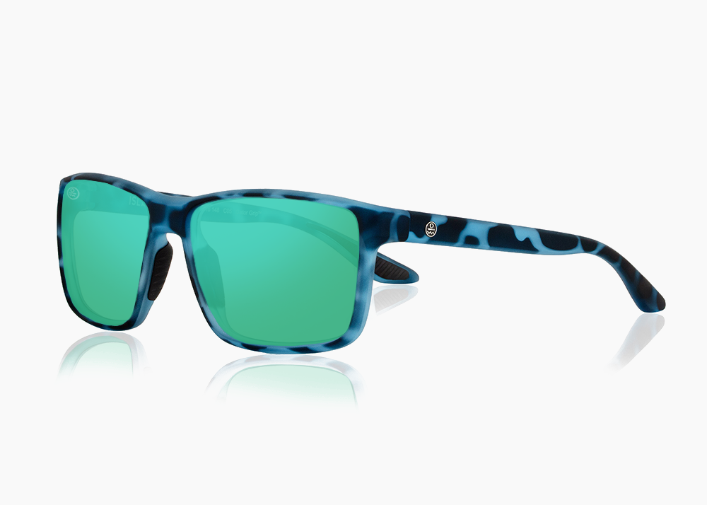 matte blue aqua tortoise|green flash mirror