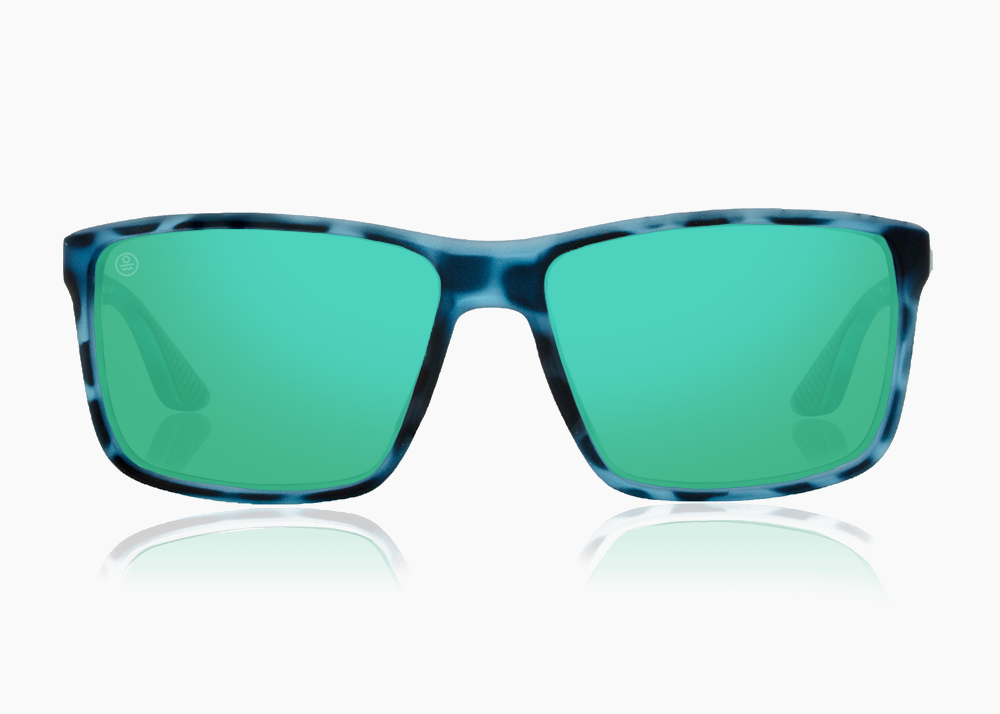 frame|matte blue aqua tortoise|lens|green flash mirror
