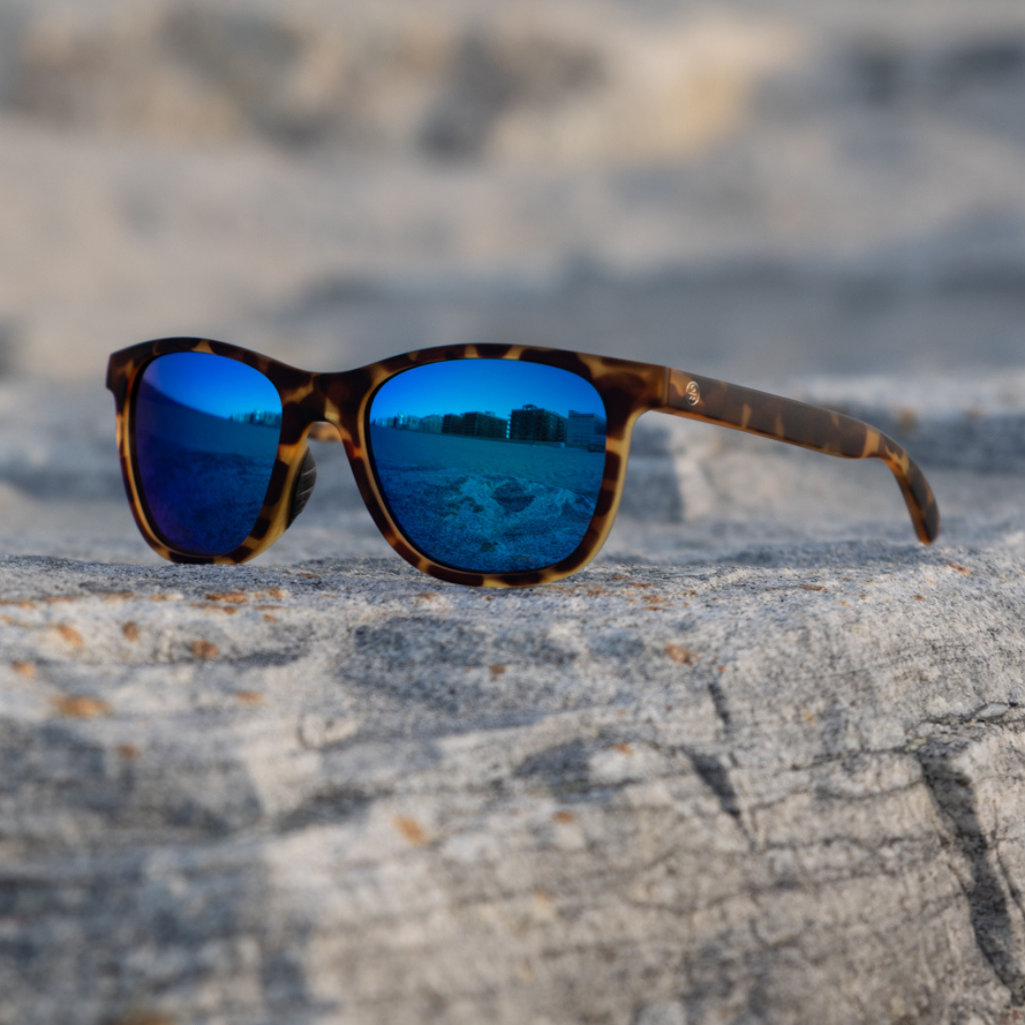 matte tortoise|blue flash mirror